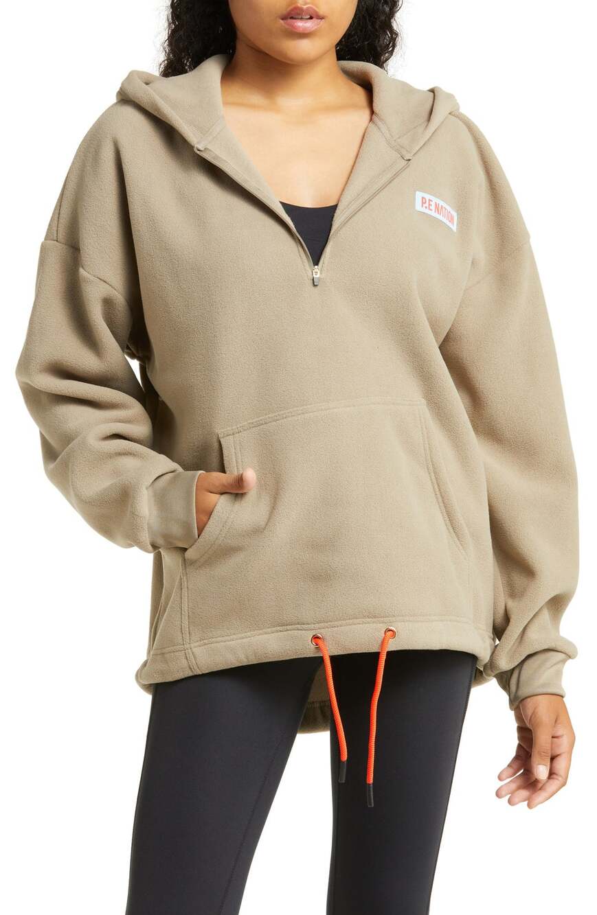 P.E Nation Half Zip Silver Mink Century Hoodie Size Medium